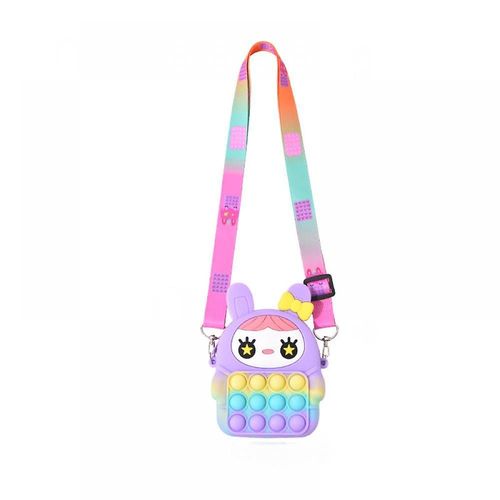 JUSCH Jouets éducatifs pour enfants, presse en silicone pour jouer, jouets de décompression, sac messager pour enfants - (mignon lapin couleur violet)