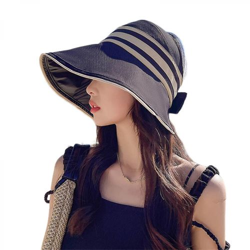 Chapeau De Soleil En Vinyle Filles En Été Vide Crème Solaire Caps En Plein Air Équitation Anti -Ultraviolet Peut Plier Le Chapeau De Soleil, Noir