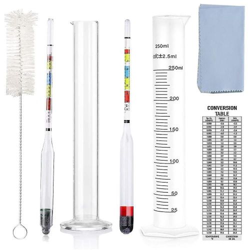 Hydromètre pour bière brassée à domicile, kit de test d¿hydromètre, aréomètre à triple échelle pour kit de vinification Abv