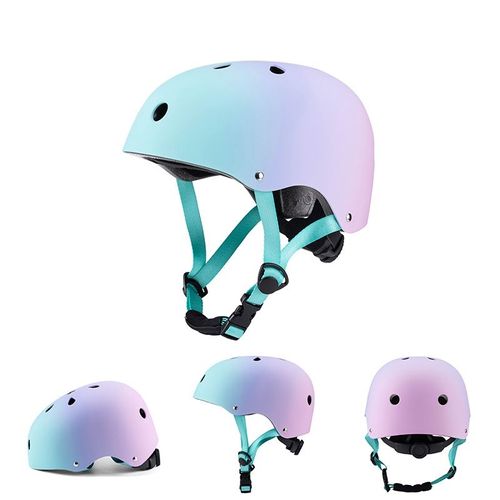 Casque Velo Enfant Filles Garçons 3-8 Ans - Casques De Vélo Enfants Pour Skateboard Scooter - S, Rose Violet Vert