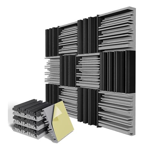12 Pack -panneaux de mousse insonorisés adhésifs, 12 x 12 x 2 pouces mousse acoustique, pour mur, maison, studio