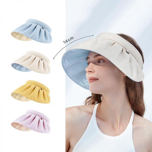 Casquette Shell Femme Chapeau De Soleil Top Vide Anti-Uv Été Visage Ombre Pare-Soleil Chapeau En Caoutchouc Noir Casquette Chapeau De Soleil, Beige