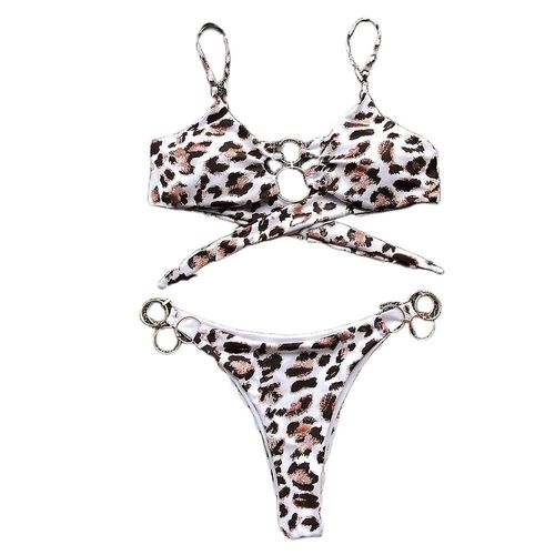 Accessoires De Bague Simple, String Sexy À Imprimé Léopard Dos Nu, Maillot De Bain 2 Pièces Pour Femme Légumineuse Pour Les Vacances (S)