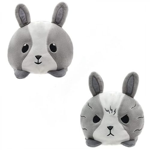 Jouet en peluche réversible Jouets en peluche Animal en peluche poupée pour le soulagement du stress Double-face Flip Doudou exprimer votre émotion (lapin)