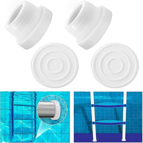 4pcs Pool Ladder Bumpers pour piscine creusée, capuchons d¿échelle de piscine creusée en caoutchouc blanc convient 1.90 Échelle de piscine