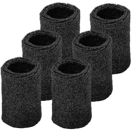 6 Pcs Absorbent Sports Wristbands, Hommes Femmes Sports Bracelets Pour Basketball Athlétisme, Noir