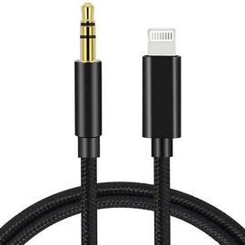Câble Jack 3.5mm pour iPhone et iPad, Adaptateur Audio Swissten - Noir 1,5m  - Français