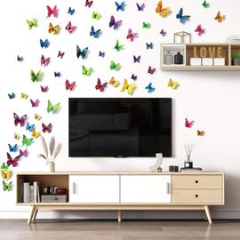 Autocollant Mural papillon 3D multicolore, 30 pièces