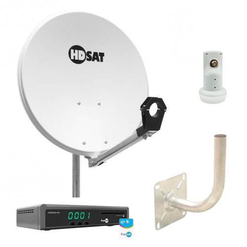 Pack HDSAT Parabole Acier 60cm + OPTEX Récepteur ORS9939HD Fransat + Bras Coudé Déport 250mm Diamètre 40mm + Tête LNB