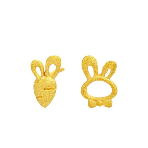 Boucles D'oreilles Lapin Carotte Asymétrique En Plaqué Or 18k Pour Femme