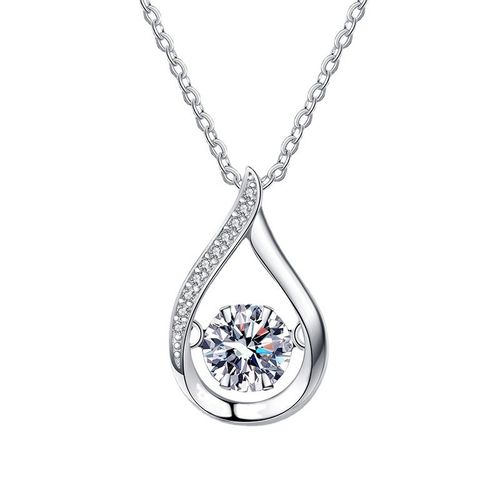 Collier Pendentif Gouttes D'eau Poire Mossanite Chaîne Clavicules 925 Argent Pour Femmes Zi0008