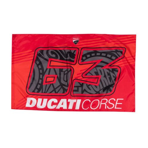 Drapeau 63 Pecco Bagnaia Ducati Corse Moto Gp Officiel Adulte Taille Unique Rouge