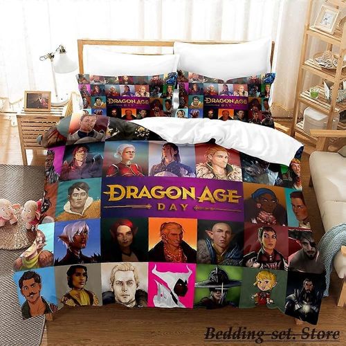 A5077 Bed Sheets Dragon Age Dreadwolf Bedding Set Bed Set Aldult Kid Bedroom Duvetcover Setsparure De Lit3-Piece Bedding Set (1 Duvet Cover + 2 Pill 135x200cm 53x78in