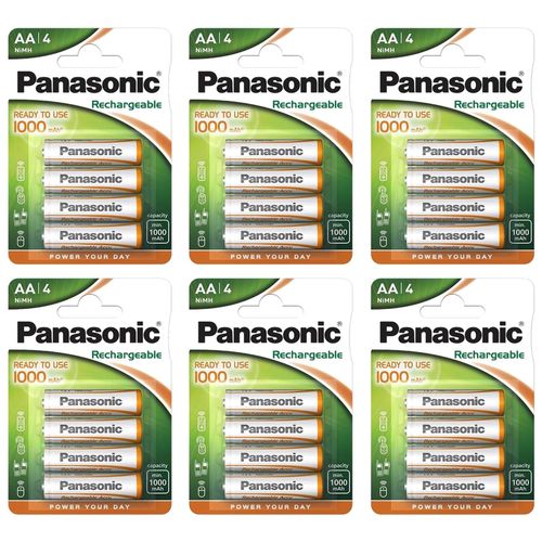 Panasonic Lot de 6 Packs 4 piles Rechargeables NiMH AA/Mignon/HR6 1,2V 1000mAh DECT