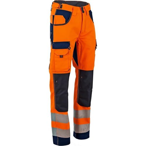Pantalon De Travail Polarisation Haute Visibilité, Multipoches Et Poches Genouillères - Orange/Marine - T38 - Lma - 1679 T38