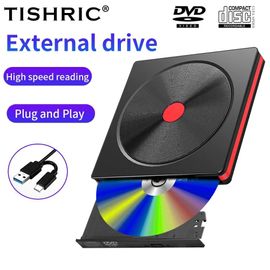 Lecteur CD externe USB, lecteur DVD externe DVD/CD-ROM, USB 3.0/USB 2.0/Type C, lecteur CD DVD externe pour ordinateur de bureau PC-USB3.0 Type C