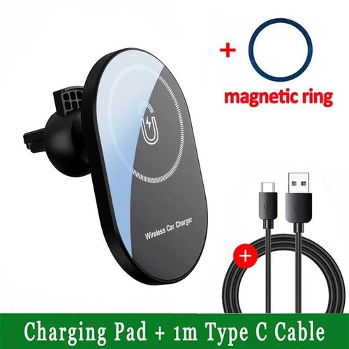 Chargeurs Magnétiques Sans Fil Pour Voiture 30w, Support De Téléphone Pour Grille D'aération Magsafe Iphone 16 15 14 13 12 Pro Max, Station De Charge Rapide Pour Voiture-Noir With Cable