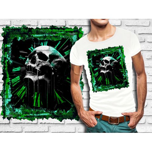 T-Shirt Blanc Homme Tete De Mort Skull Design 583