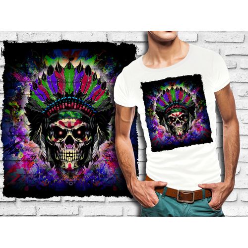 T-Shirt Blanc Homme Tete De Mort Skull Design 617