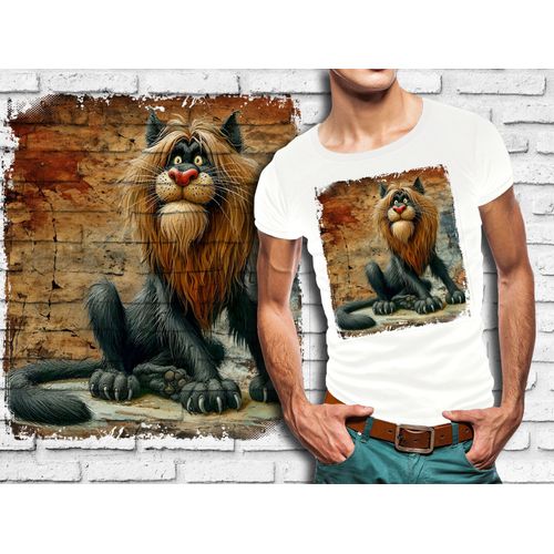 T-Shirt Blanc Homme Humour Lion Drole Destroy 753