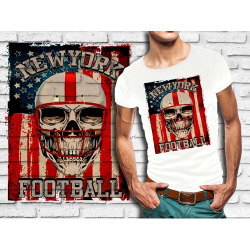 T-Shirt Blanc Homme Tete De Mort Skull Design 606