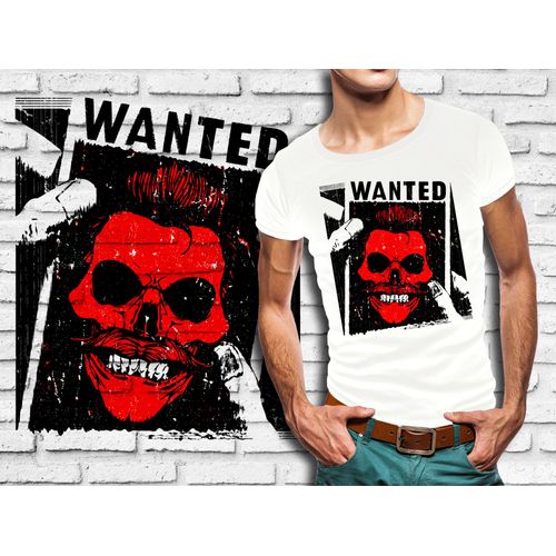 T-Shirt Blanc Homme Tete De Mort Skull Design 569