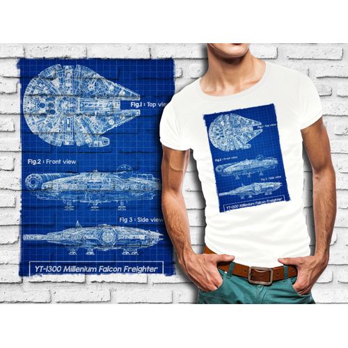 T-Shirt Blanc Homme Star Wars Plan Vaisseau Star Wars 557