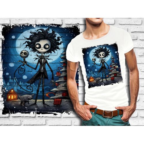 T-Shirt Blanc Homme Style Burton Mr Jack Skellington 638