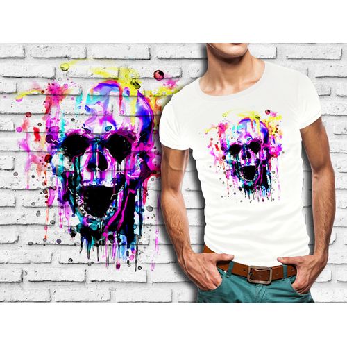 T-Shirt Blanc Homme Tete De Mort Skull Design 566