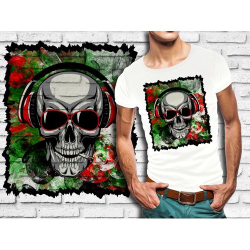 T-Shirt Blanc Homme Tete De Mort Skull Design 615