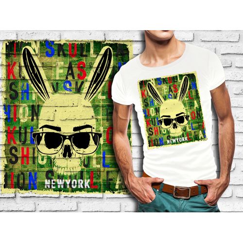 T-Shirt Blanc Homme Tete De Mort Skull Design 598