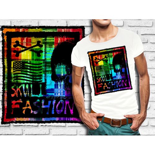 T-Shirt Blanc Homme Tete De Mort Skull Design 608