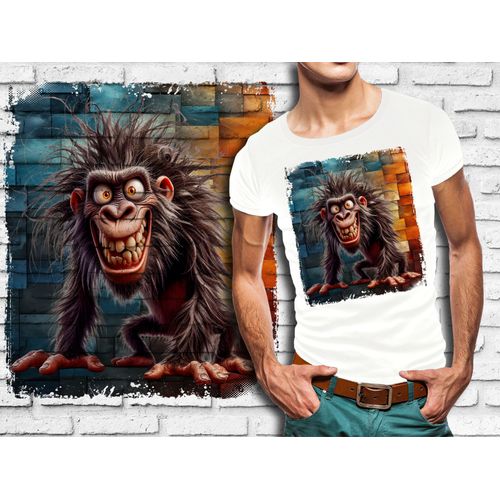 T-Shirt Blanc Homme Humour Singe Drole Destroy Crazy Monkey 788