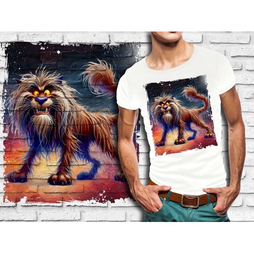 T-Shirt Blanc Homme Humour Lion Drole Destroy 760