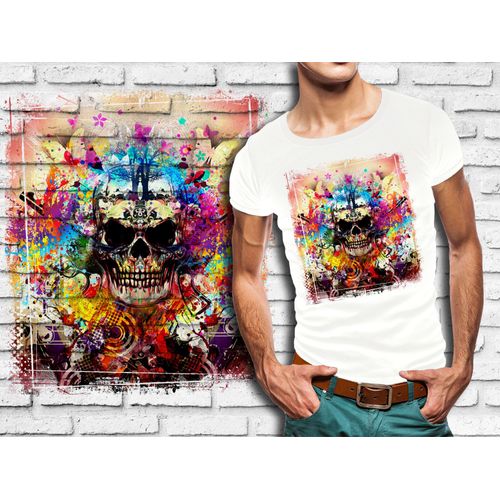 T-Shirt Blanc Homme Tete De Mort Skull Design 576