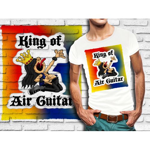 T-Shirt Blanc Homme Rock Air Guitare 671