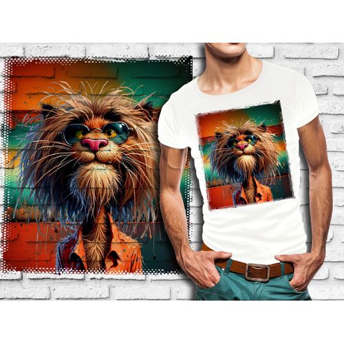 T-Shirt Blanc Homme Humour Lion Drole Destroy 728