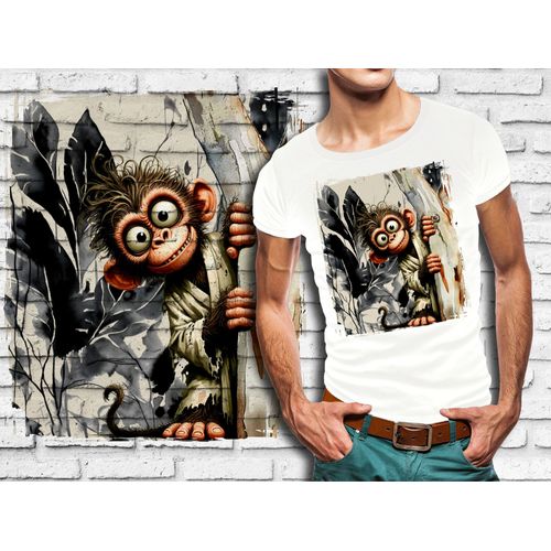 T-Shirt Blanc Homme Animal Drole Singe 824