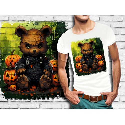 T-Shirt Blanc Homme Ourson Dark Teddy Bear Halloween 770
