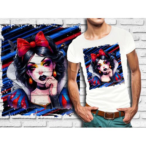 T-Shirt Blanc Homme Princesse Punk Rock Blanche Neige 690