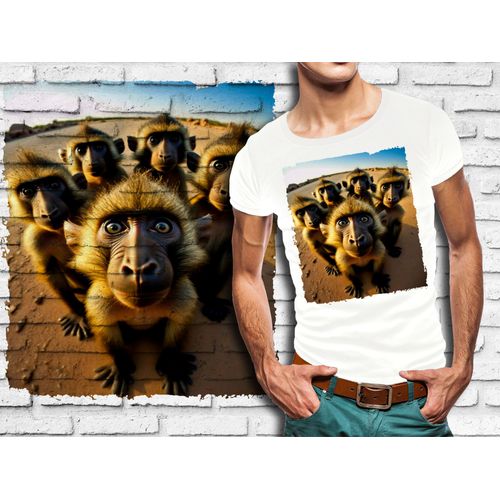 T-Shirt Blanc Homme Groupe Animaux Singes 869