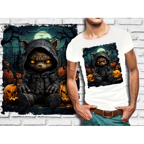 T-Shirt Blanc Homme Ourson Dark Teddy Bear Halloween 710