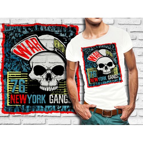T-Shirt Blanc Homme Tete De Mort Skull Design 614