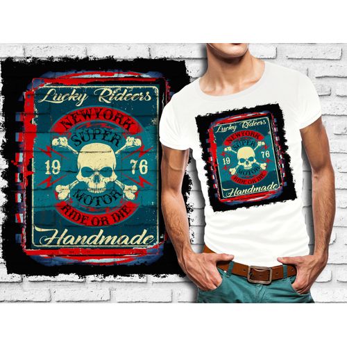 T-Shirt Blanc Homme Tete De Mort Skull Design 601