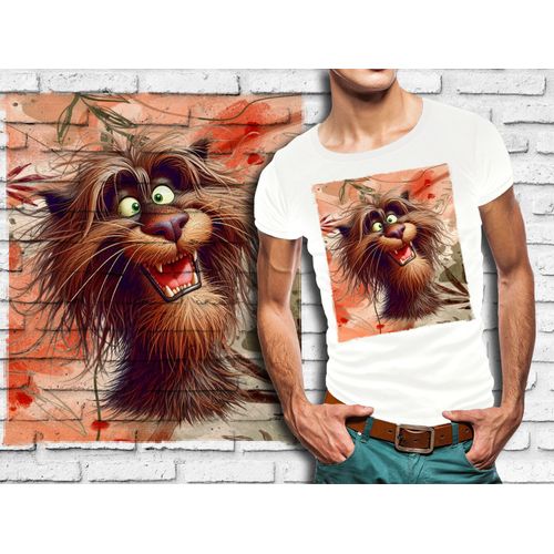 T-Shirt Blanc Homme Humour Lion Drole Destroy 761
