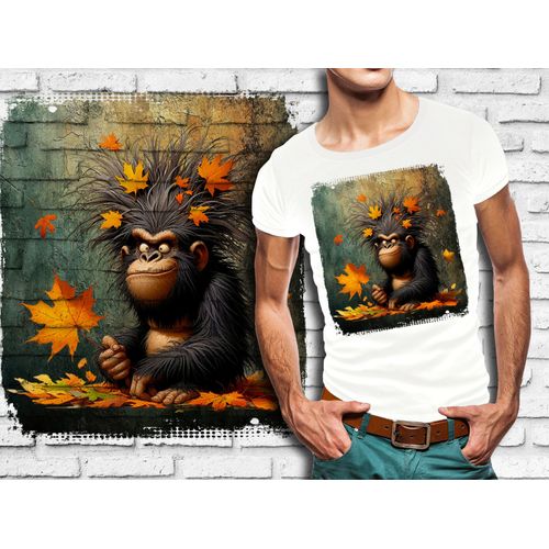 T-Shirt Blanc Homme Humour Singe Drole Destroy Crazy Monkey 789