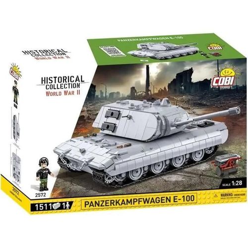 Maquette - Cobi - 2572 - Panzerkampfwagen E-100 - Blanc - Pour Enfants À Partir De 6 Ans