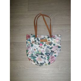 Sac CHRISTIAN LACROIX blanc et multicolore fleuri porté épaule TBE