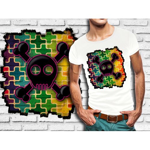 T-Shirt Blanc Homme Tete De Mort Skull Design 616