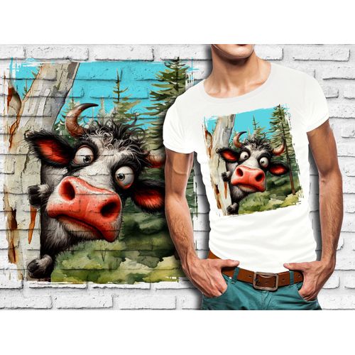 T-Shirt Blanc Homme Animal Drole Vache 820